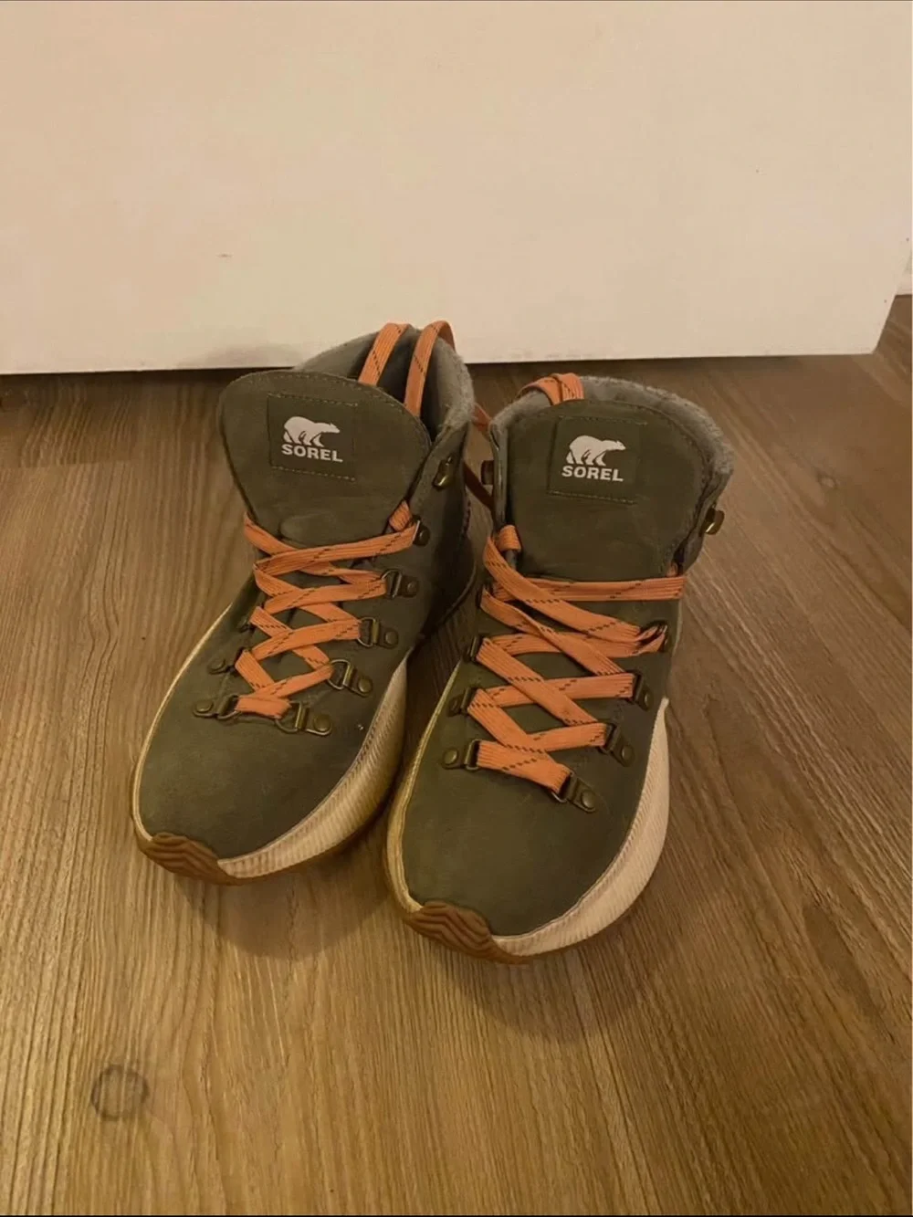Sorel Olive Green and Orange Women's Hiker Boots - Picture 4 of 6